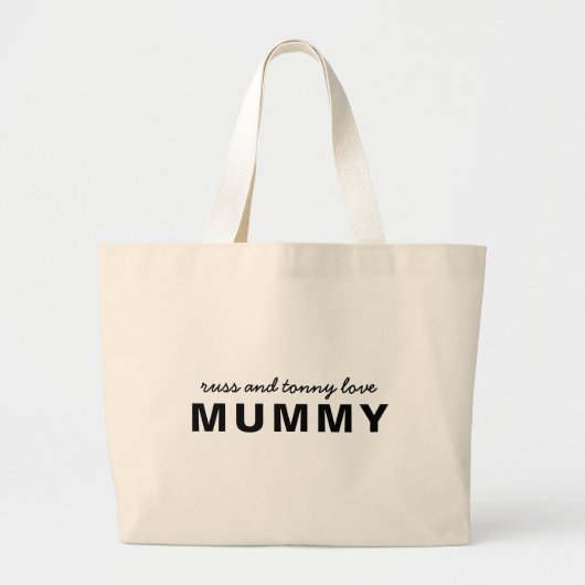 Love Mama | Modern Bold Kids Names Design Grote Tote Bag (Voorkant)