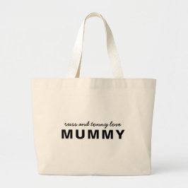 Love Mama | Moderne Stout Kinderen Namen Design Grote Tote Bag