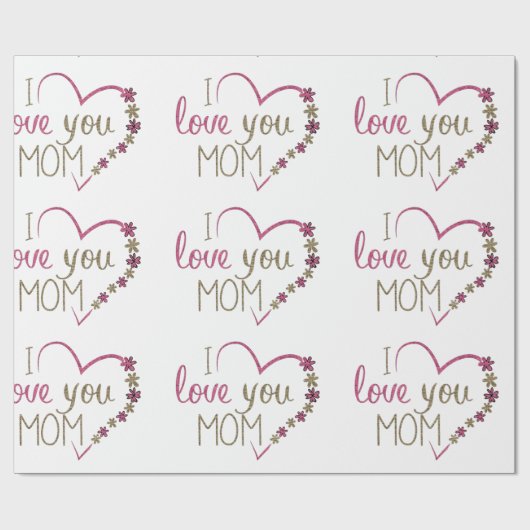 Love mama Moederdag Heart Cadeaupapier (Vlak)