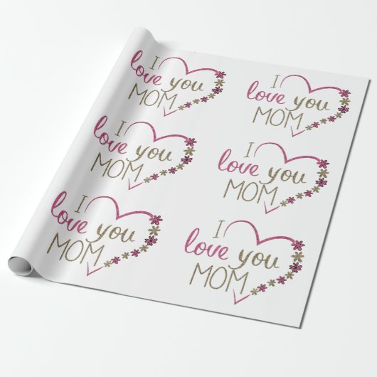 Love mama Moederdag Heart Cadeaupapier (Uitgerold)