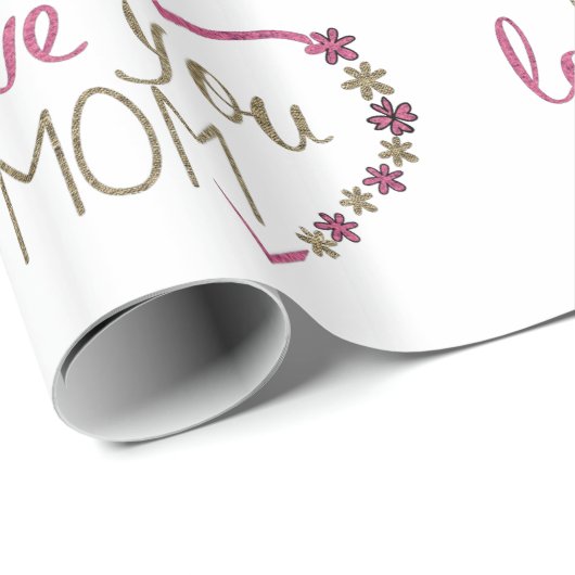 Love mama Moederdag Heart Cadeaupapier (Rol Hoek)