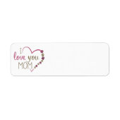 Love mama Moederdag Heart Etiket (Voorkant)