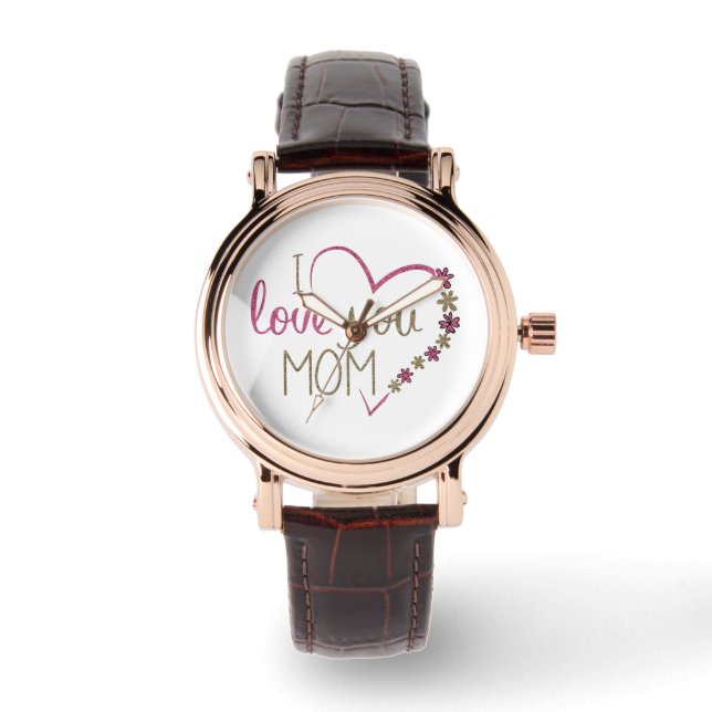 Love mama Moederdag Heart Horloge (Voorkant)