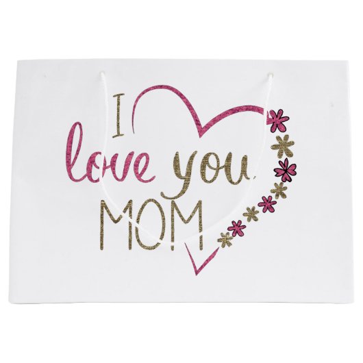 Love mama Moederdag Heart Large Cadeautasje (Voorkant)