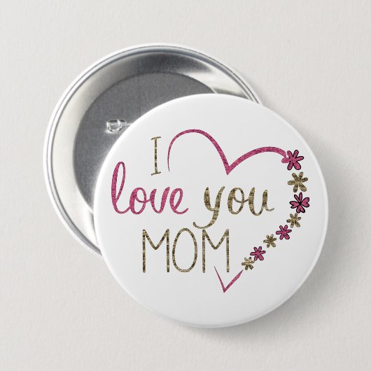 Love mama Moederdag Heart Ronde Button 7,6 Cm (Voorkant /achterkant)