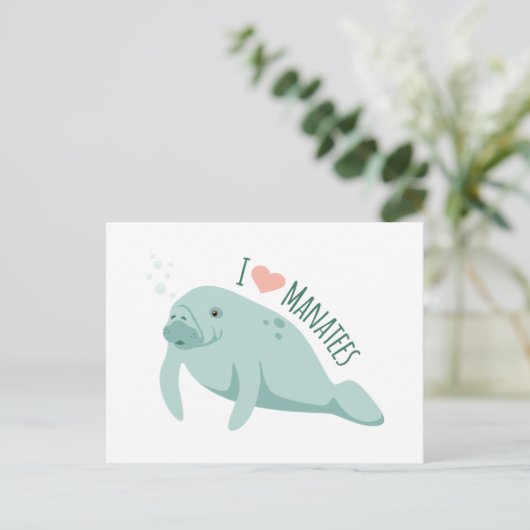 Love Manatees Briefkaart (Staand voorkant)