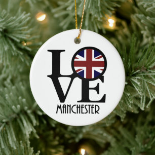 LOVE Manchester Engeland Keramisch Ornament