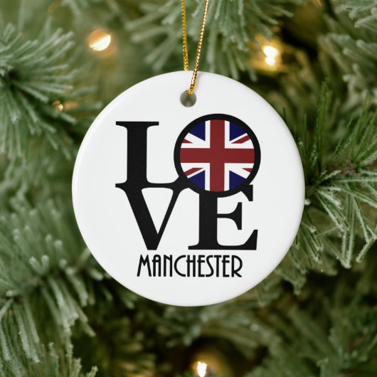 LOVE Manchester England Keramisch Ornament (Boom)