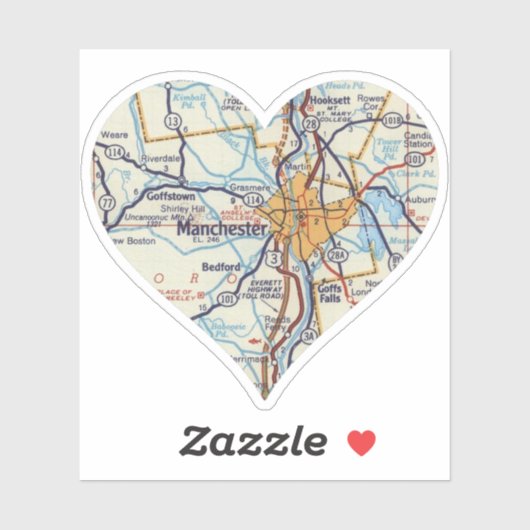 Love Manchester NH  kaart Sticker (Vel)