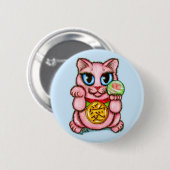 LOVE Maneki Neko Good Luck Cute Art Button (Voorkant /achterkant)
