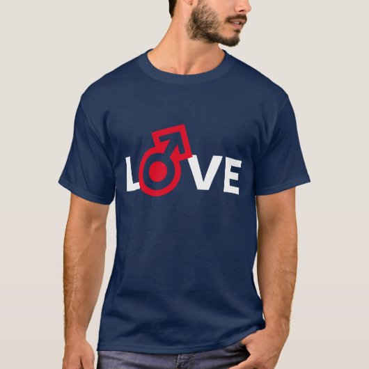 LOVE Mannelijke geslachtscode donker aanpasbaar T-shirt (Voorkant)