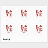 Love Maple Leaf Fun Canadian Custom Text Rood Wit Ronde Sticker (Vel)