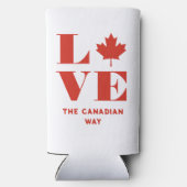 Love Maple Leaf Fun Canadian Custom Text Rood Wit Seltzer Blikjeskoeler (Achterkant)