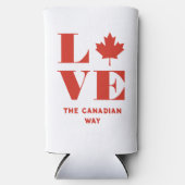 Love Maple Leaf Fun Canadian Custom Text Rood Wit Seltzer Blikjeskoeler (Voorkant)