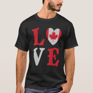 Love Maple Leaf Heart Canada Flag Canadian Roots P T-shirt