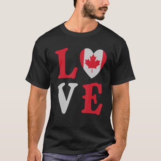 Love Maple Leaf Heart Canada Flag Canadian Roots P T-shirt (Voorkant)