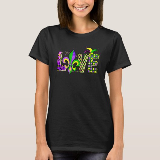 Love Mardi Gras Beads for women Carnival Parade T-shirt (Voorkant)
