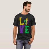 LOVE Mardi Gras Fleur De Lys Mardi Gras Parade New T-shirt (Voorkant volledig)