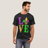 LOVE Mardi Gras Fleur De Lys New Orleans Carnival  T-shirt (Voorkant volledig)