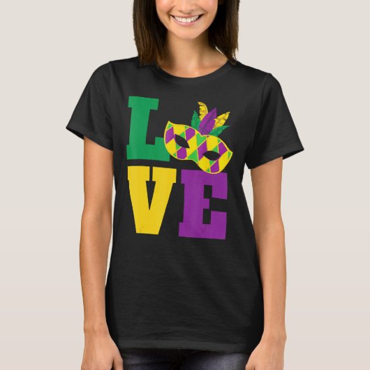 Love Mardi Gras Masquerade Mask T-shirt (Voorkant)