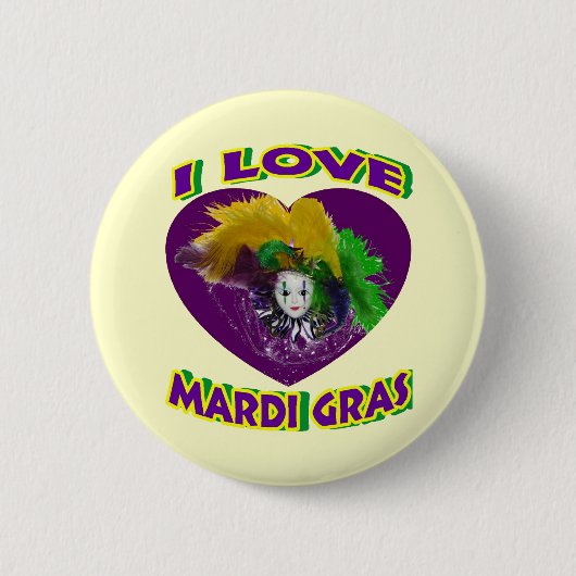 Love Mardi Gras Ronde Button 5,7 Cm (Voorkant)