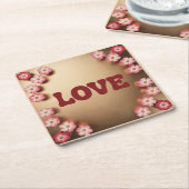 LOVE Maroon Gold Onderzetter Set (Schuin)