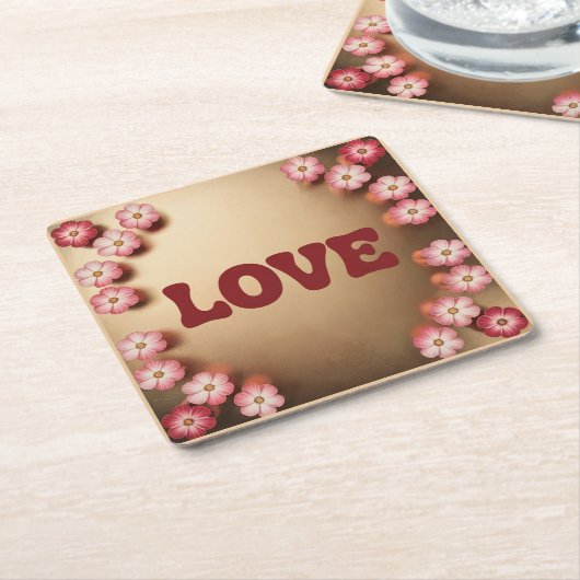 LOVE Maroon Gold Onderzetter Set (Schuin)