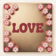 LOVE Maroon Gold Onderzetter Set