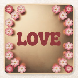 LOVE Maroon Gold Onderzetter Set