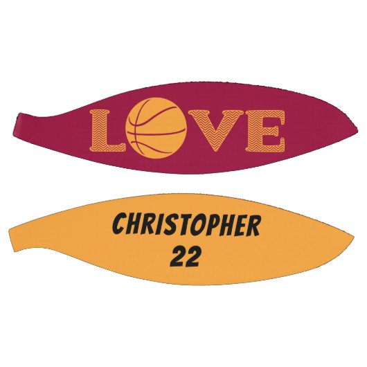 LOVE Maroon Red en Golden Yellow gepersonaliseerd Basketbal (Panelen)