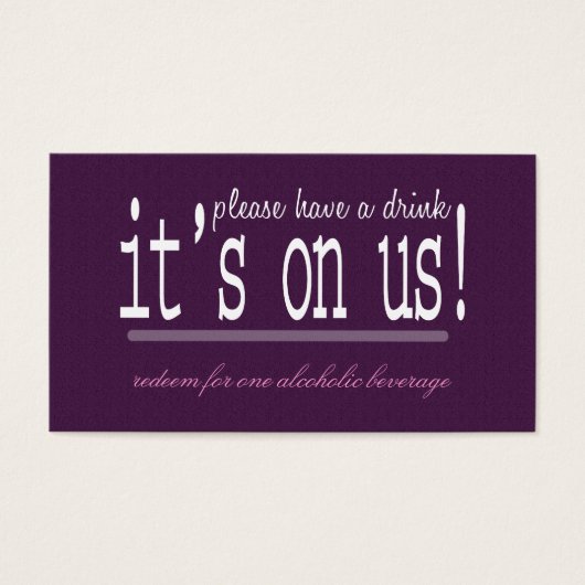 Love & Marriage Modern Wedding Drink Ticket Visitekaartje (Voorkant)