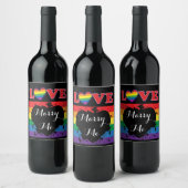 Love Marry Me - Rainbow Flag Wijn Etiket (Flessen)