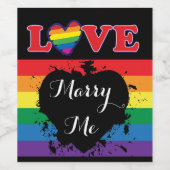 Love Marry Me - Rainbow Flag Wijn Etiket (Enkel label)