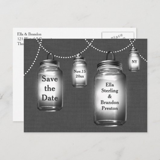 Love Mason Jars Bewaar de datum Aankondigingskaart (Voorkant / Achterkant)