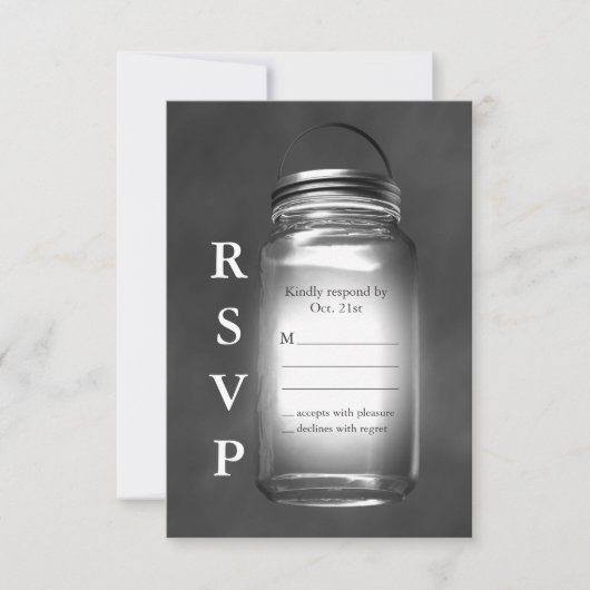 Love Mason Jars on Chalkboard RSVP (Voorkant)