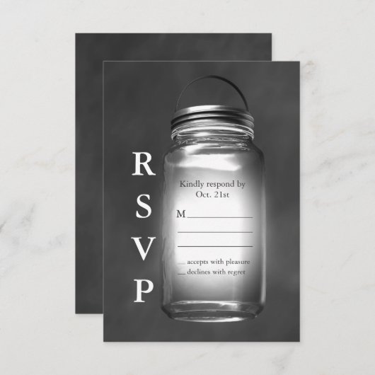 Love Mason Jars on Chalkboard RSVP (Voorkant / Achterkant)