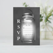 Love Mason Jars on Chalkboard RSVP Kaartje (Staand voorkant)