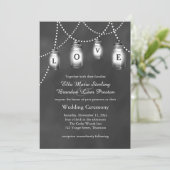 Love Mason Jars on Chalkboard Wedding Invitation Kaart (Staand voorkant)