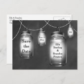 Love Mason Jars op schoolbord Save the Date Aankondigingskaart (Voorkant / Achterkant)