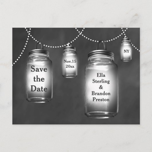 Love Mason Jars op schoolbord Save the Date Aankondigingskaart (Voorkant)