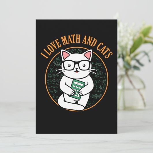 Love Math And Cats Teacher Mathematics Maths Bedankkaart (Staand voorkant)