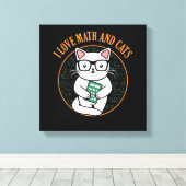 Love Math And Cats Teacher Mathematics Maths Canvas Afdruk (Insitu (Houten vloer))