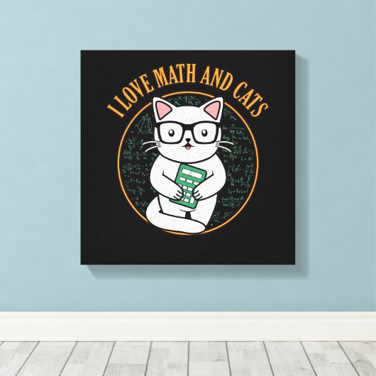 Love Math And Cats Teacher Mathematics Maths Canvas Afdruk (Insitu (Houten vloer))