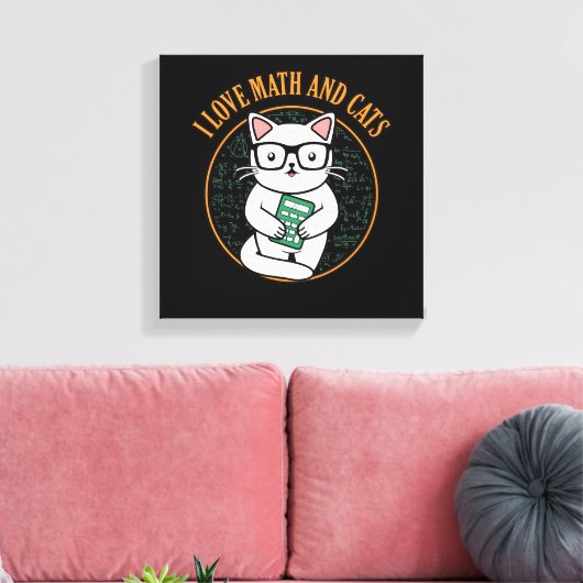 Love Math And Cats Teacher Mathematics Maths Canvas Afdruk (Insitu (Woonkamer))