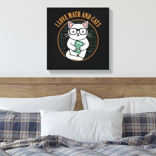 Love Math And Cats Teacher Mathematics Maths Canvas Afdruk (Insitu (Slaapkamer))