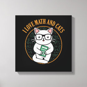 Love Math And Cats Teacher Mathematics Maths Canvas Afdruk