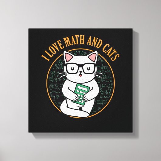 Love Math And Cats Teacher Mathematics Maths Canvas Afdruk (Voorkant)