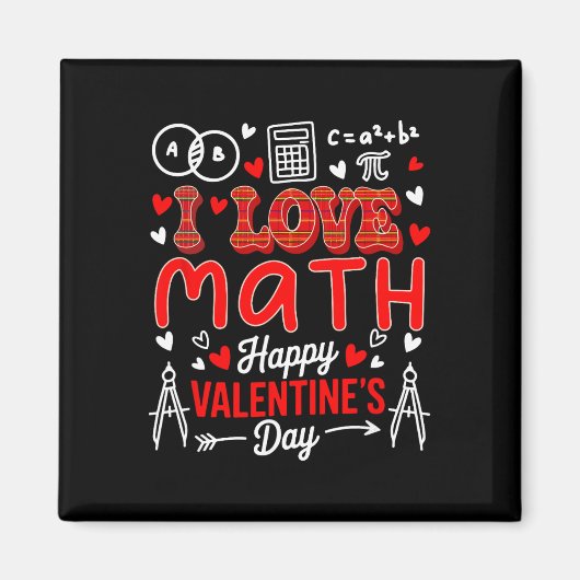 Love Math Happy Valentine's Day Math Teacher Stude Magneet (Voorkant)