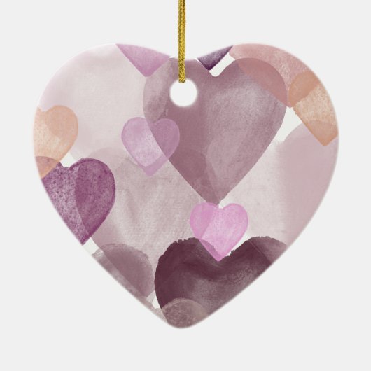 Love Matters Waterverf Hearts Keramisch Ornament (Achterkant)