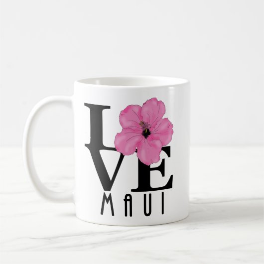 LOVE Maui Pink 11oz Koffiemok (Links)